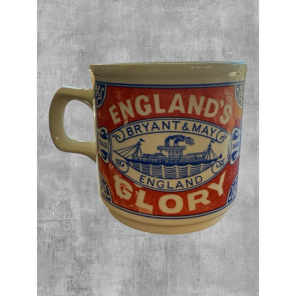 Vtg Englands Glory Mug Bryant & May Matchbox Advertising Sari Fabrics Ireland